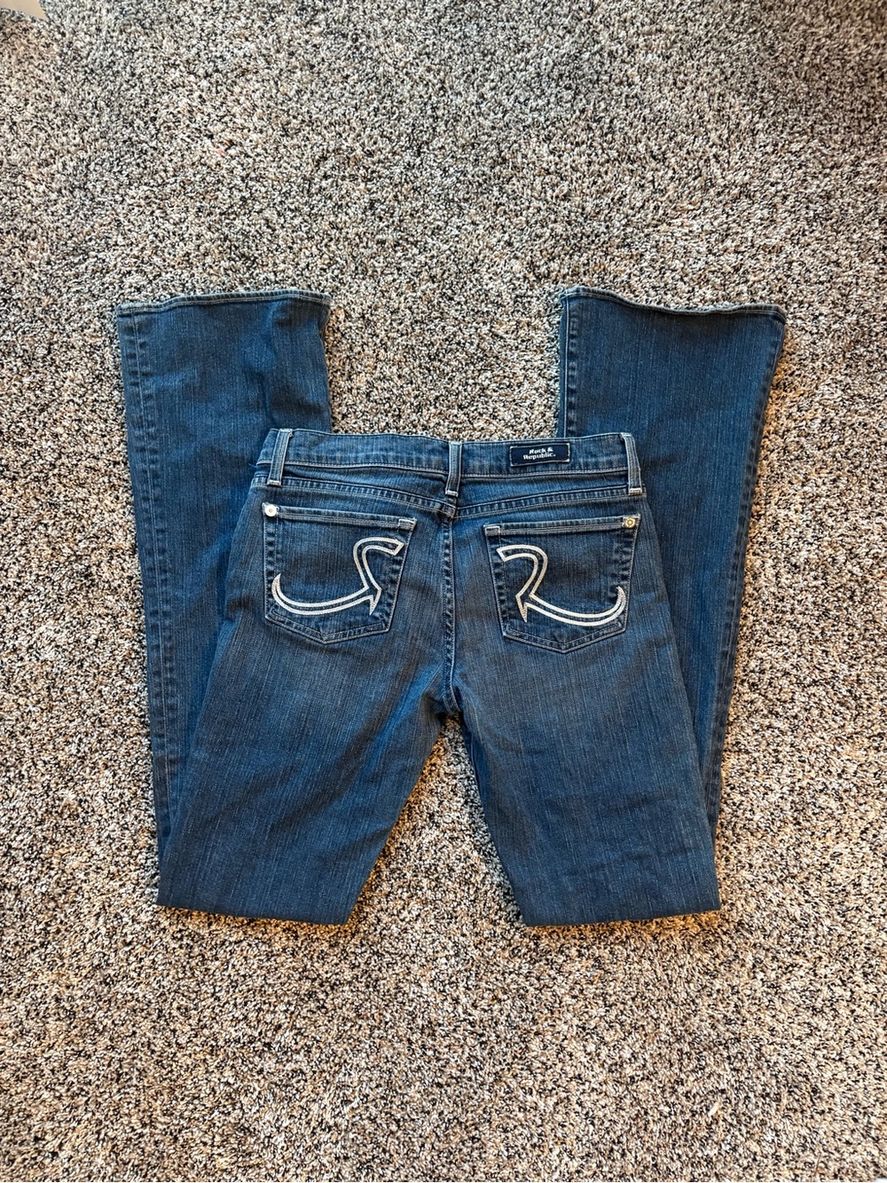 Rock & Republic Indigo Bootcut Jeans with Contrast Pocket Stitching